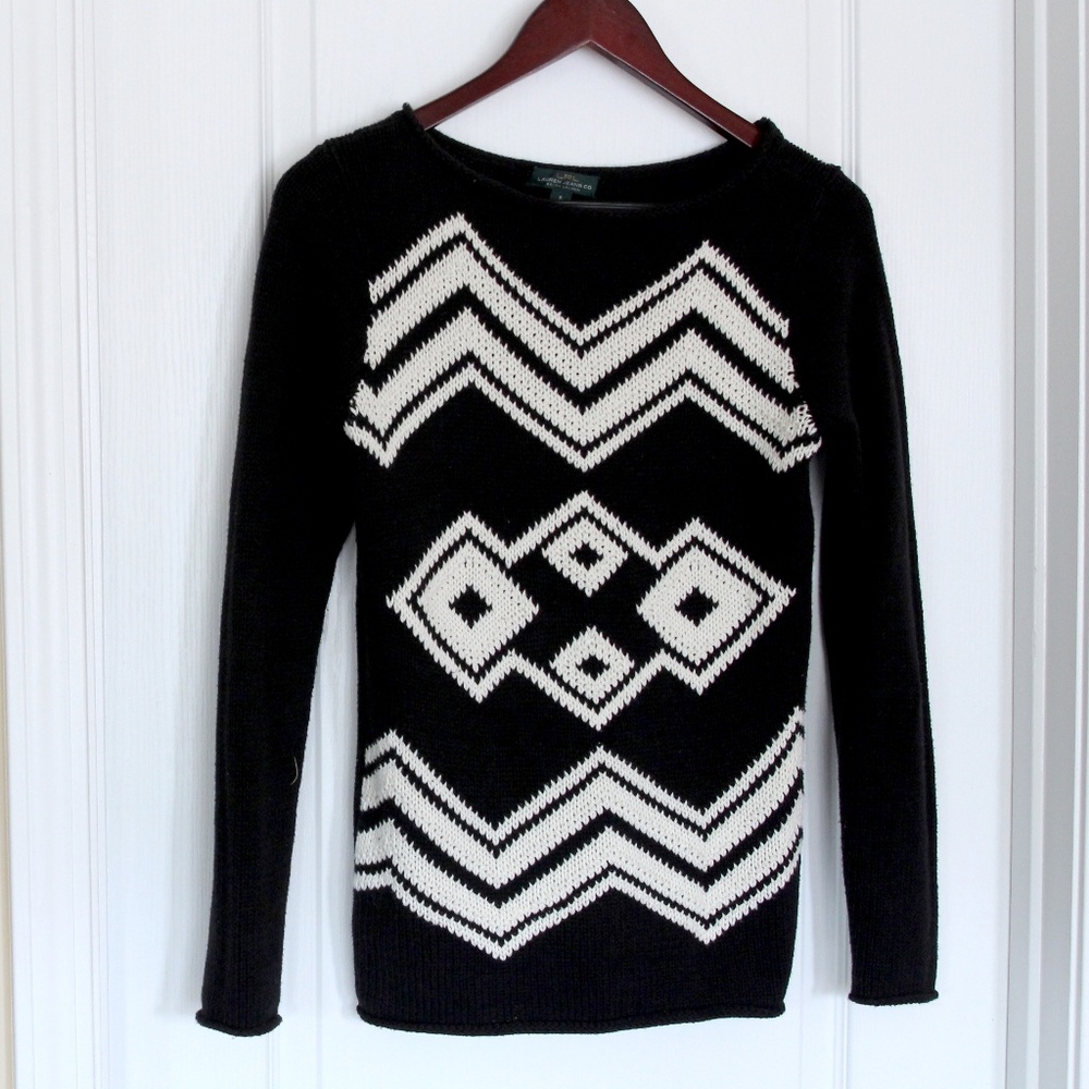 Ralph Lauren Black White Patterned Sweater